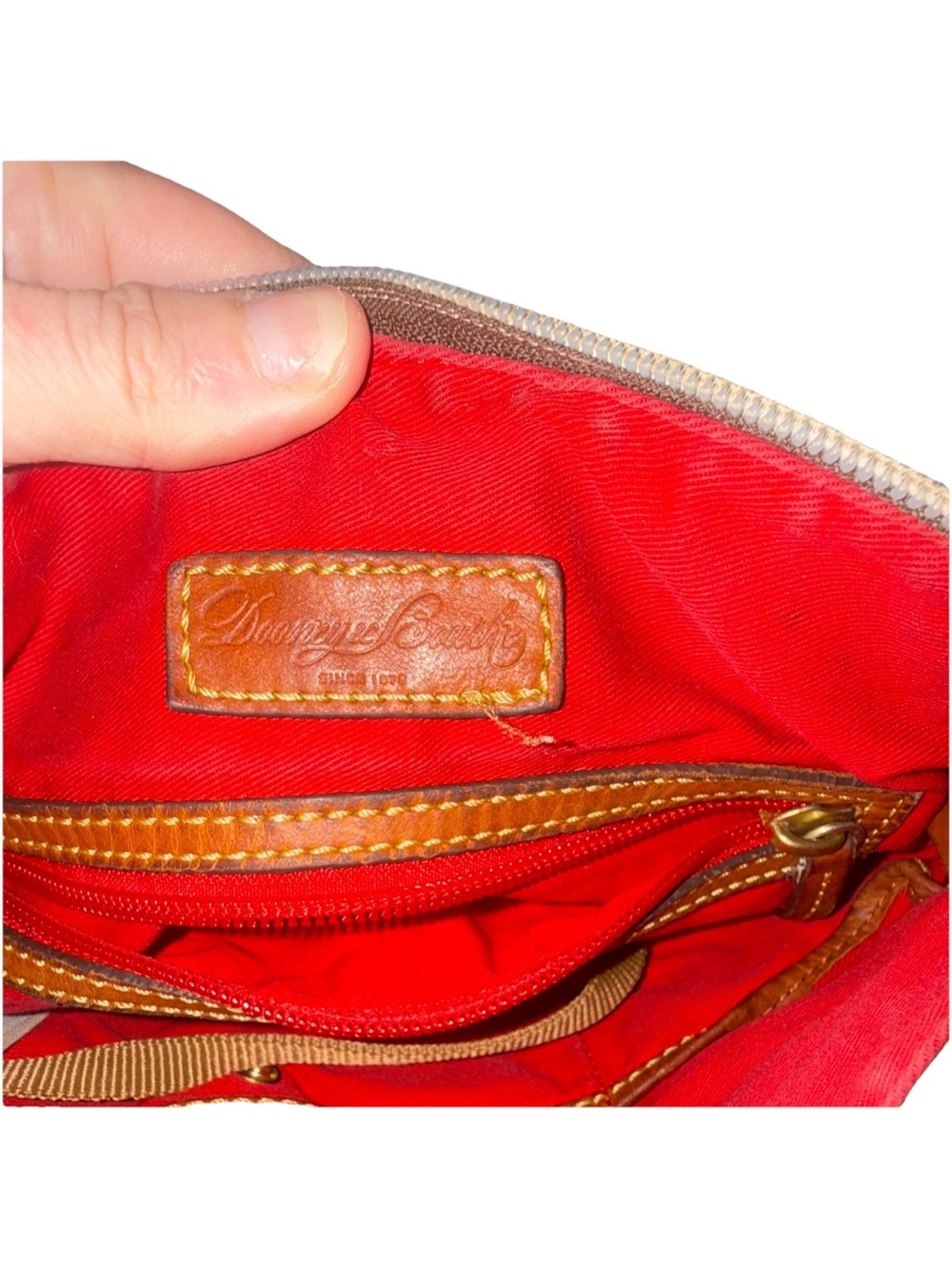 Dooney & Bourke Tan Canvas Crossbody with Brown Leather Trim - Picture 7 of 10